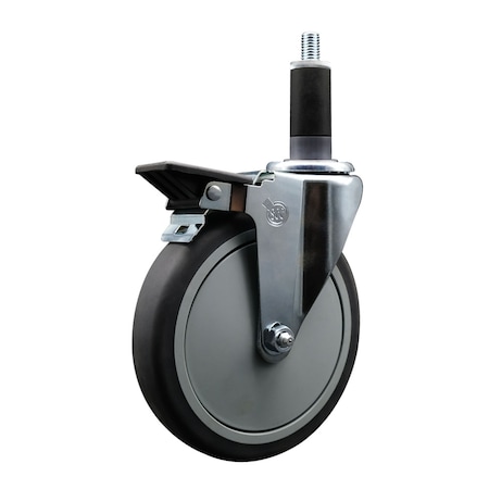 Service Caster 6'' Thermoplastic Rubber Swivel 1-1/8'' Expanding Stem Caster with Brake SCC-EX20S614-TPRB-PLB-118